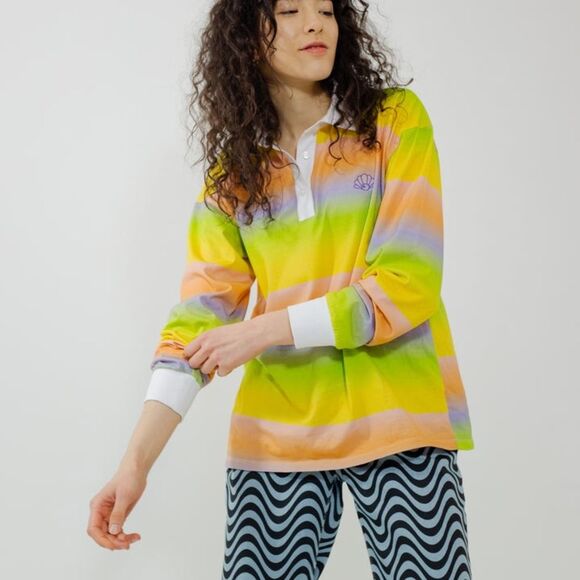 Saturday by Megan Ellaby Rugby Shirt Suki‎ Ombre Medium Preppy Ivy Colorful - Picture 1 of 6